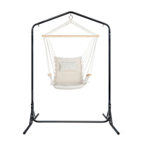 Thumbnail for Gardeon Outdoor Hammock Chair with Stand Swing Hanging Hammock Garden Cream