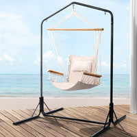 Thumbnail for Gardeon Outdoor Hammock Chair with Stand Swing Hanging Hammock Garden Cream