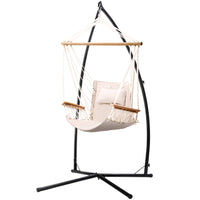 Thumbnail for Gardeon Outdoor Hammock Chair with Steel Stand Hanging Hammock Beach Cream