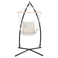 Thumbnail for Gardeon Outdoor Hammock Chair with Steel Stand Hanging Hammock Beach Cream