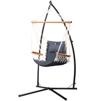 Thumbnail for Gardeon Outdoor Hammock Chair with Steel Stand Hanging Hammock Beach Grey