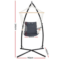 Thumbnail for Gardeon Outdoor Hammock Chair with Steel Stand Hanging Hammock Beach Grey