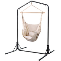 Thumbnail for Gardeon Outdoor Hammock Chair with Stand Hanging Hammock with Pillow Cream