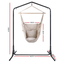 Thumbnail for Gardeon Outdoor Hammock Chair with Stand Hanging Hammock with Pillow Cream