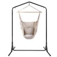 Thumbnail for Gardeon Outdoor Hammock Chair with Stand Hanging Hammock with Pillow Cream