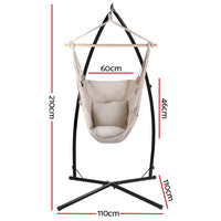 Thumbnail for Gardeon Outdoor Hammock Chair with Steel Stand Hanging Hammock with Pillow Cream