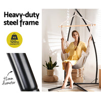 Thumbnail for Gardeon Outdoor Hammock Chair with Steel Stand Hanging Hammock with Pillow Cream