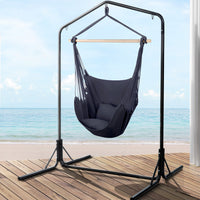 Thumbnail for Gardeon Outdoor Hammock Chair with Stand Swing Hanging Hammock with Pillow Grey