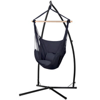 Thumbnail for Gardeon Outdoor Hammock Chair with Steel Stand Hanging Hammock with Pillow Grey