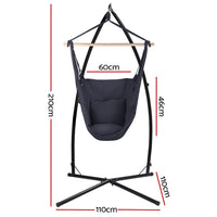 Thumbnail for Gardeon Outdoor Hammock Chair with Steel Stand Hanging Hammock with Pillow Grey