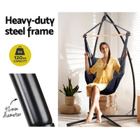 Thumbnail for Gardeon Outdoor Hammock Chair with Steel Stand Hanging Hammock with Pillow Grey