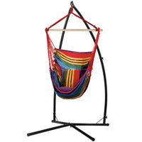 Thumbnail for Gardeon Outdoor Hammock Chair with Steel Stand Hanging Hammock Pillow Rainbow