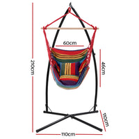 Thumbnail for Gardeon Outdoor Hammock Chair with Steel Stand Hanging Hammock Pillow Rainbow