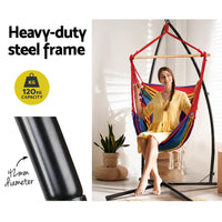 Thumbnail for Gardeon Outdoor Hammock Chair with Steel Stand Hanging Hammock Pillow Rainbow