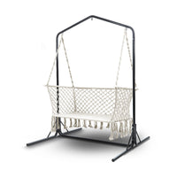 Thumbnail for Gardeon Double Swing Hammock Chair with Stand Macrame Outdoor Bench Seat Chairs