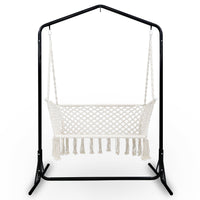 Thumbnail for Gardeon Double Swing Hammock Chair with Stand Macrame Outdoor Bench Seat Chairs