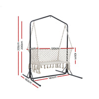 Thumbnail for Gardeon Double Swing Hammock Chair with Stand Macrame Outdoor Bench Seat Chairs