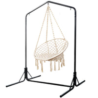 Thumbnail for Gardeon Outdoor Hammock Chair with Stand Cotton Swing Relax Hanging 124CM Cream