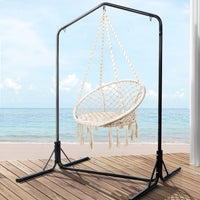 Thumbnail for Gardeon Outdoor Hammock Chair with Stand Cotton Swing Relax Hanging 124CM Cream