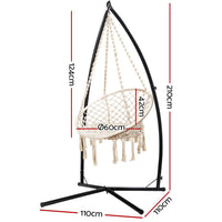 Thumbnail for Gardeon Outdoor Hammock Chair with Steel Stand Cotton Swing Hanging 124CM Cream