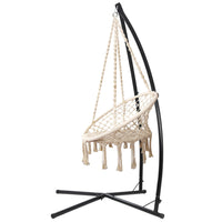 Thumbnail for Gardeon Outdoor Hammock Chair with Steel Stand Cotton Swing Hanging 124CM Cream