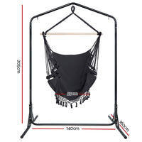 Thumbnail for Gardeon Outdoor Hammock Chair with Stand Tassel Hanging Rope Hammocks Grey