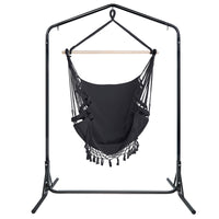 Thumbnail for Gardeon Outdoor Hammock Chair with Stand Tassel Hanging Rope Hammocks Grey