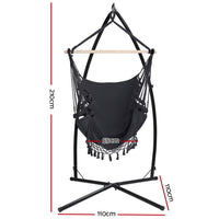 Thumbnail for Gardeon Outdoor Hammock Chair with Steel Stand Tassel Hanging Rope Hammock Grey