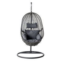 Thumbnail for Gardeon Swing Chair Egg Hammock With Stand Outdoor Furniture Wicker Seat Black