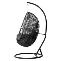 Thumbnail for Gardeon Swing Chair Egg Hammock With Stand Outdoor Furniture Wicker Seat Black