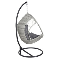 Thumbnail for Gardeon Outdoor Egg Swing Chair with Stand Cushion Wicker Armrest Light Grey