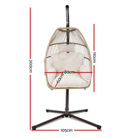 Thumbnail for Gardeon Outdoor Furniture Egg Hanging Swing Chair Stand Wicker Rattan Hammock