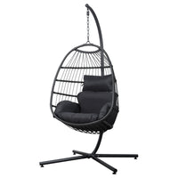 Thumbnail for Gardeon Egg Swing Chair Hammock Stand Outdoor Furniture Hanging Wicker Seat Grey