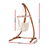 Thumbnail for Gardeon Wooden Hammock Chair with Stand Outdoor Lounger Camping Hammock Timber