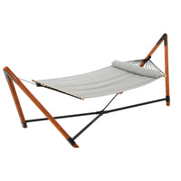 Thumbnail for Gardeon Wooden Hammock Chair with Stand Linen Hammock Bed Timber Steel 200KG