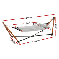 Thumbnail for Gardeon Wooden Hammock Chair with Stand Linen Hammock Bed Timber Steel 200KG