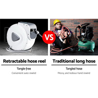 Thumbnail for Giantz Air Hose Reel 10m Retractable Rewind Swivel Wall Mount Compressor Garage