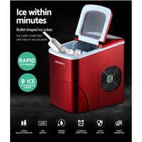 Thumbnail for DEVANTi Portable Ice Cube Maker Machine 2L Home Bar Benchtop Easy Quick Red