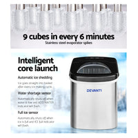 Thumbnail for Devanti 2.4L Stainless Steel Portable Ice Cube Maker