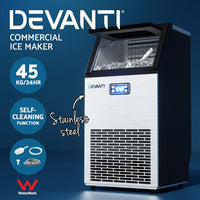 Thumbnail for Devanti Commercial Ice Maker Machine 45kg Ice Cube Tray Bar Stainless Steel