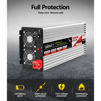 Thumbnail for Giantz Power Inverter 12V to 240V 2500W/5000W Pure Sine Wave Camping Car Boat