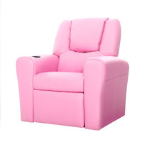 Thumbnail for Keezi Kids Recliner Chair Pink PU Leather Sofa Lounge Couch Children Armchair