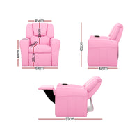 Thumbnail for Keezi Kids Recliner Chair Pink PU Leather Sofa Lounge Couch Children Armchair