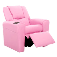 Thumbnail for Keezi Kids Recliner Chair Pink PU Leather Sofa Lounge Couch Children Armchair