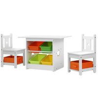 Thumbnail for Keezi 3 PCS Kids Table and Chairs Set Children Furniture Play Toys Storage Box