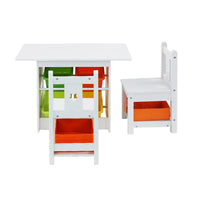 Thumbnail for Keezi 3 PCS Kids Table and Chairs Set Children Furniture Play Toys Storage Box