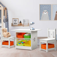 Thumbnail for Keezi 3 PCS Kids Table and Chairs Set Children Furniture Play Toys Storage Box