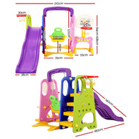 Thumbnail for Keezi Kids 7-in-1 Slide Swing with Basketball Hoop Toddler Outdoor Indoor Play