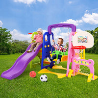 Thumbnail for Keezi Kids 7-in-1 Slide Swing with Basketball Hoop Toddler Outdoor Indoor Play