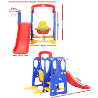 Thumbnail for Keezi Kids 3-in-1 Slide Swing with Basketball Hoop Toddler Outdoor Indoor Play